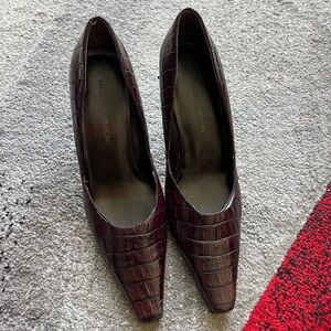 Hillard & Henson Faux Croc Embossed Pointed Heels